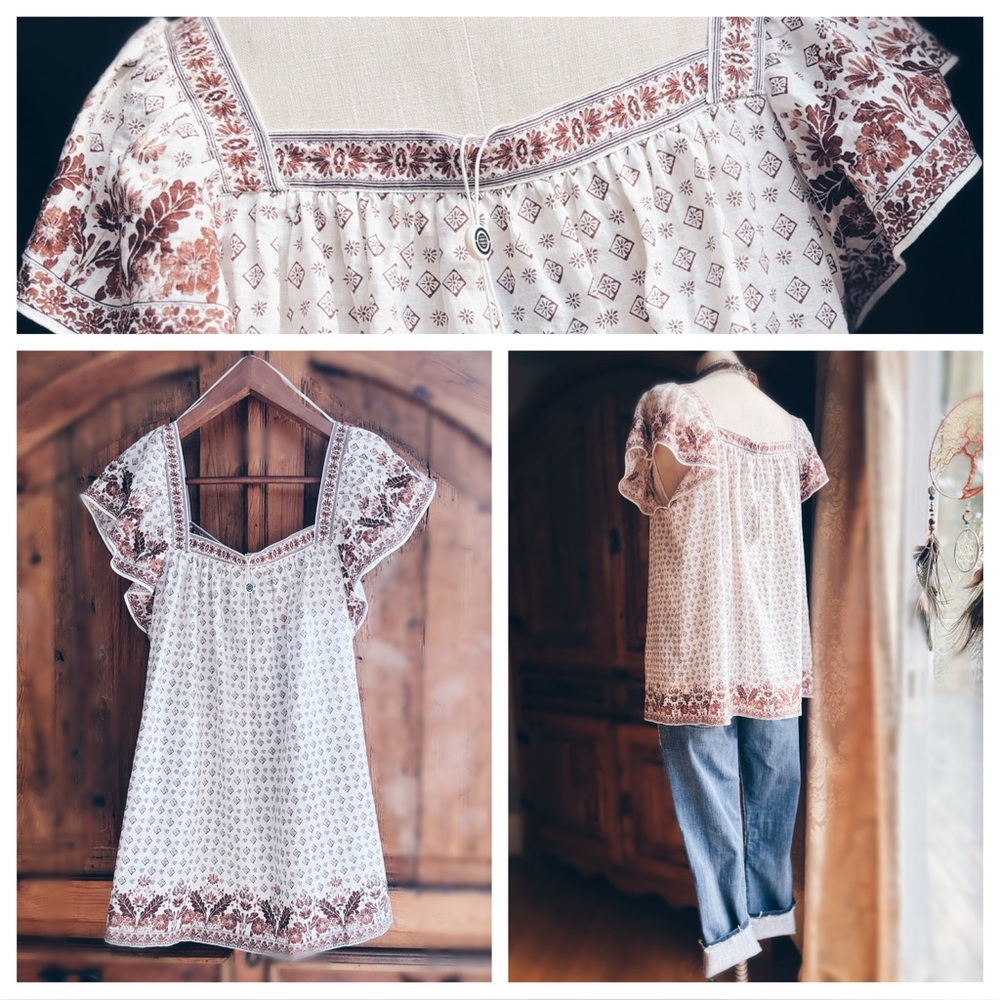 Max Studio Boho Peasant Blouse Floral Print Square Neck L NWT - Picture 15 of 15